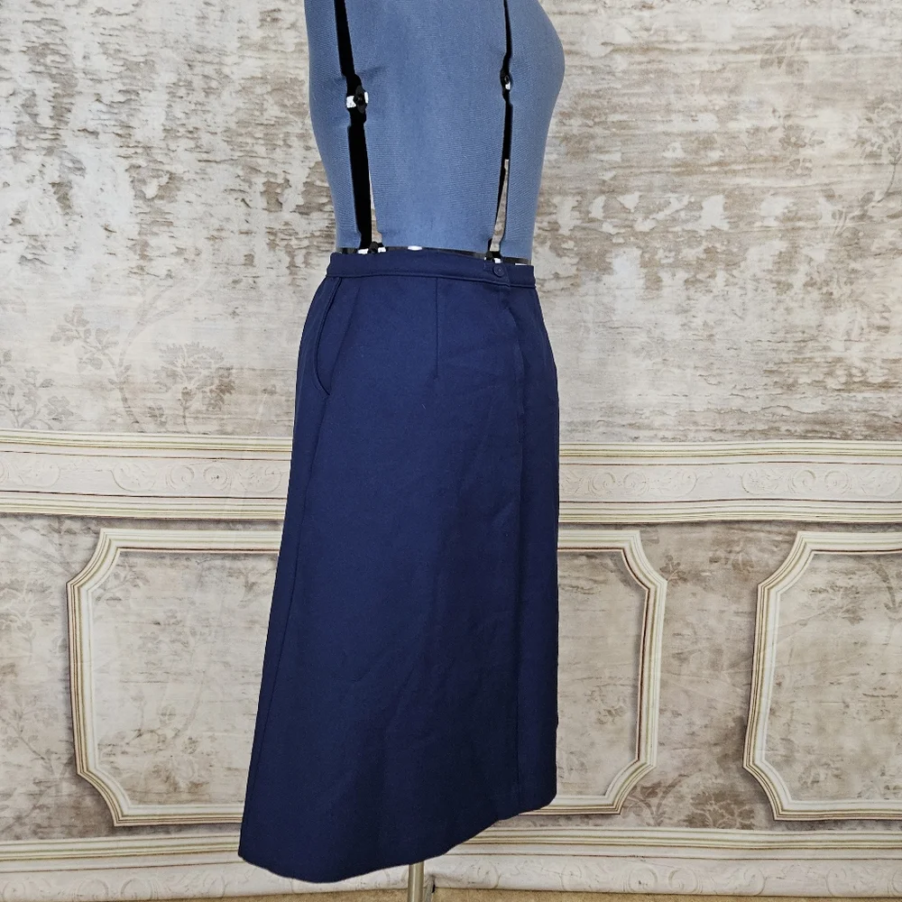 Vintage Levis Navy Blue Skirt M A-Line Levi Strauss & Co Levis Midi Office 80s